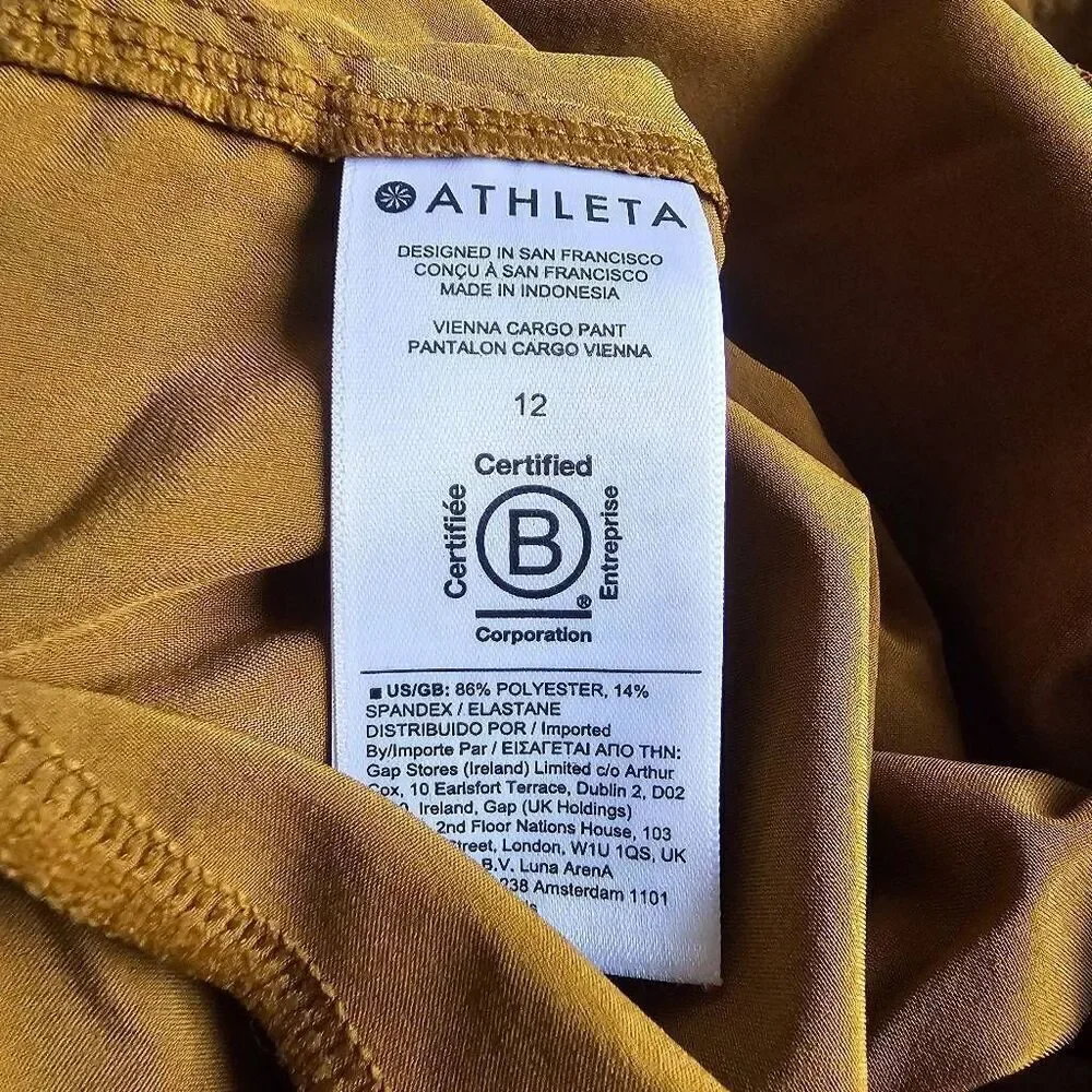 Athleta womens Sz 12 vienna cargo pants brass yellow tan - Picture 8 of 8